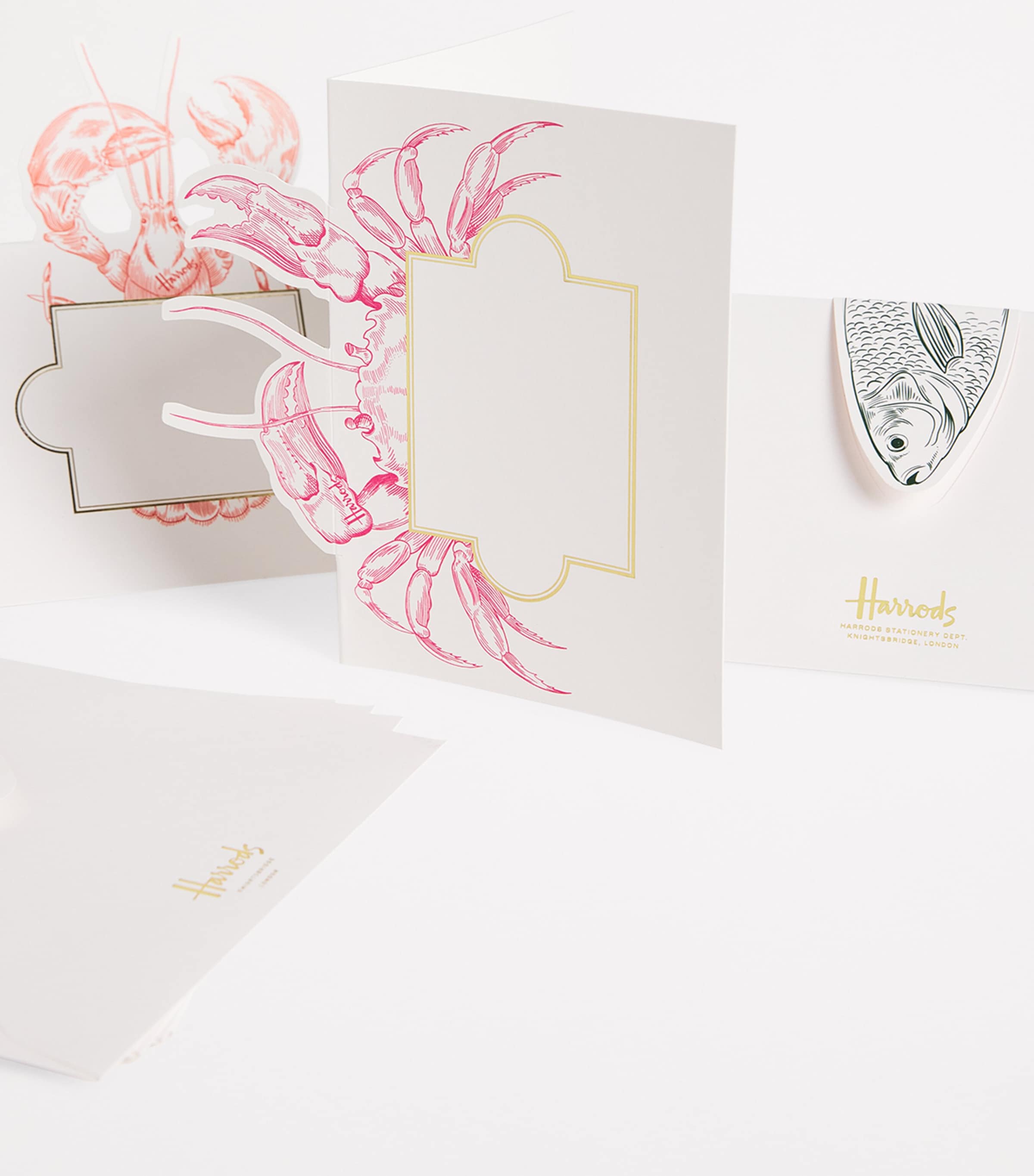 Harrods set of 8 character greeting cards with pop-up ocean creatures, UK version