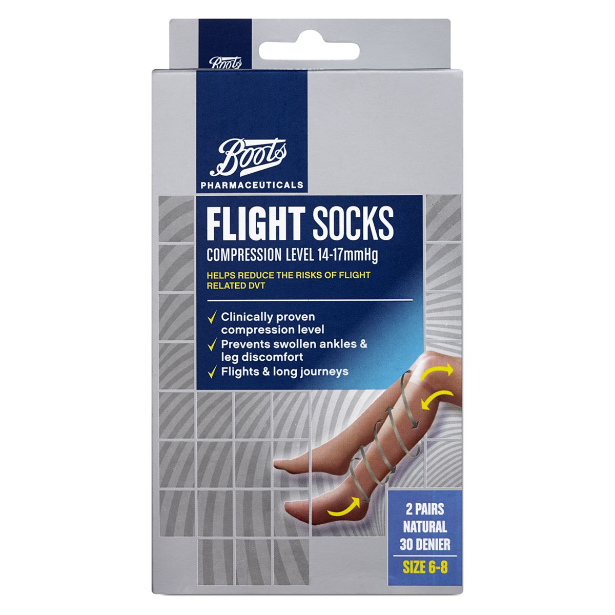 Boots Knee Highs Flight Socks 14-17mmHg Size 6-8 (2 Pairs) GOODS Boots   