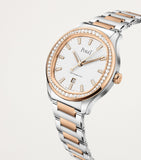 Piaget Polo Date 36mm rose gold steel diamond watch, UK version