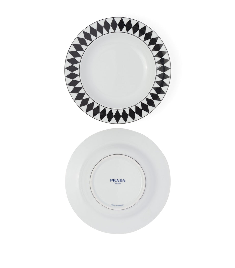 Prada chequerboard porcelain soup plates set of 2 22cm, imported from the UK