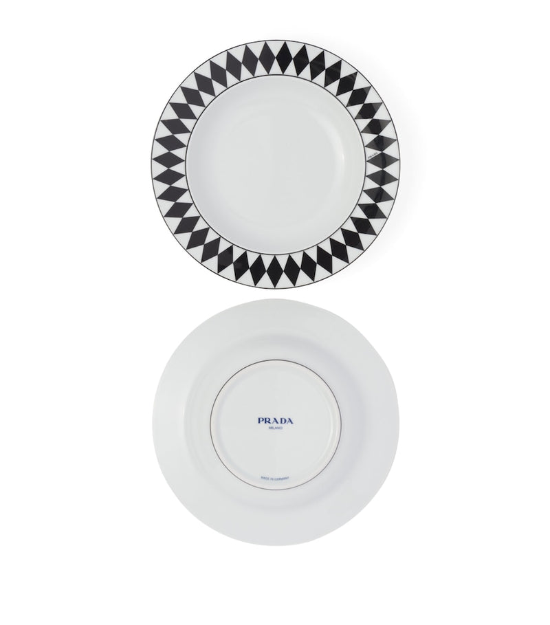 Prada chequerboard porcelain soup plates set of 2 22cm, imported from the UK