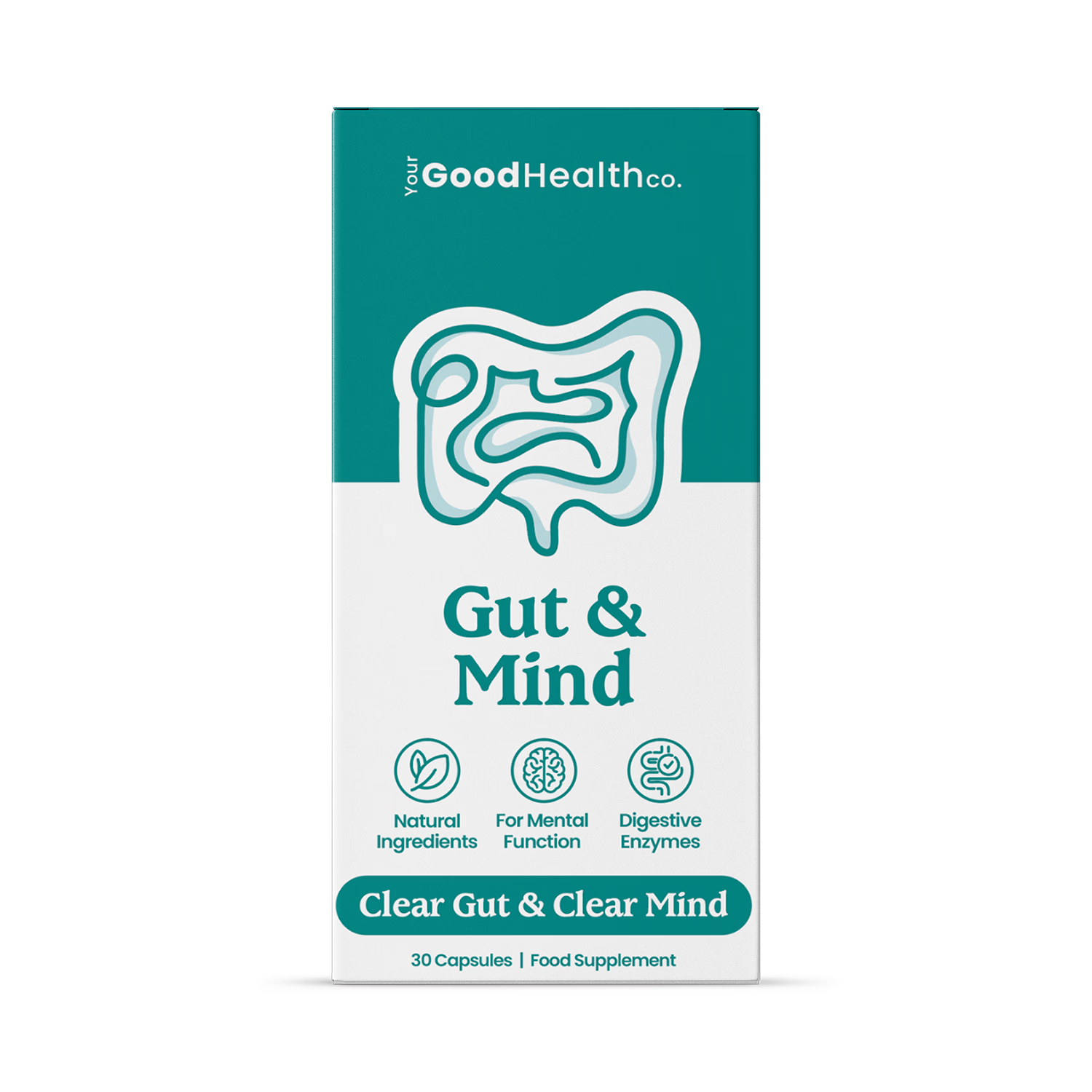 Your Good Health Co gut and mind supplement 60 capsules, imported from the UK