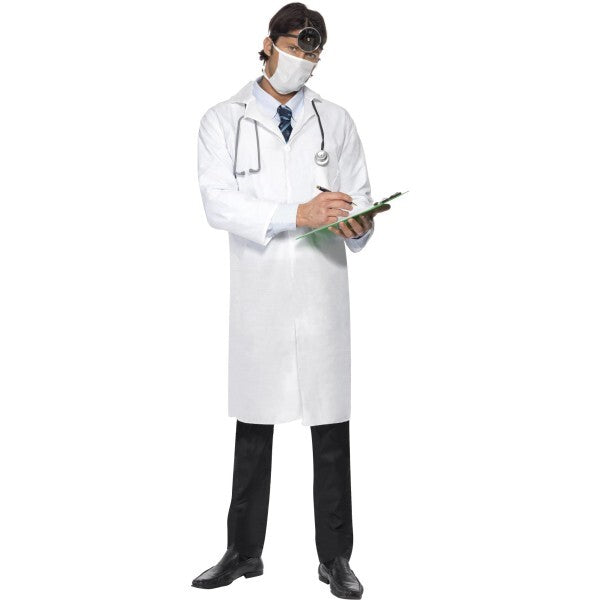 Smiffys doctor's white long coat and mask costume, imported from the UK