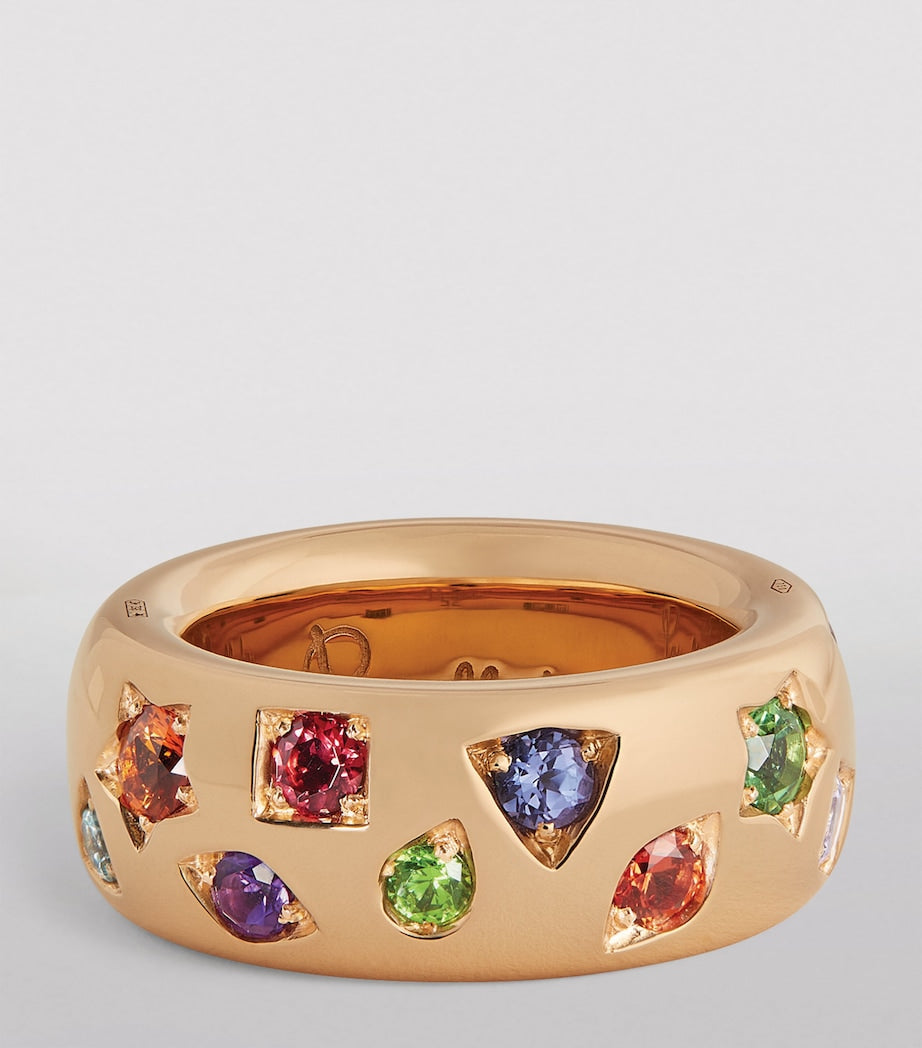Pomellato Iconica ring rose gold sapphire mixed stones, UK version