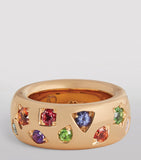 Pomellato Iconica ring rose gold sapphire mixed stones, UK version
