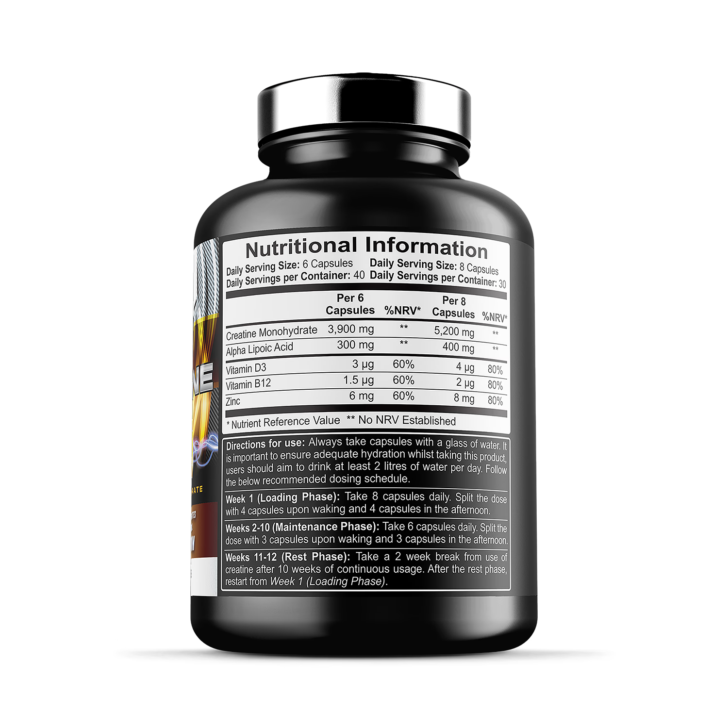 Iron Labs Nutrition creatine capsules 240 count, imported from the UK