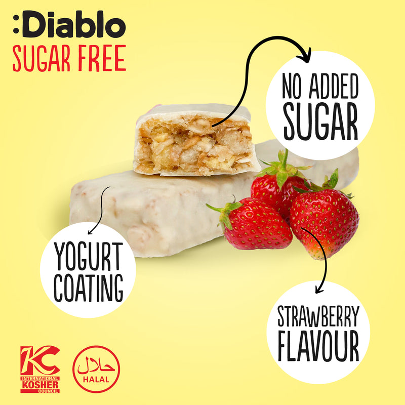Diablo yoghurt coated strawberry muesli bar pack of 32 (British brand)