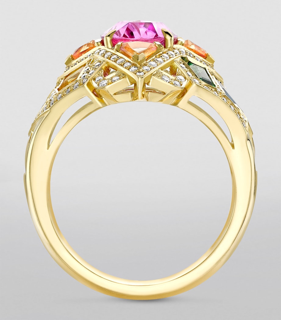 Boodles Barcelona ring with pink sapphire and diamonds, imported from the UK