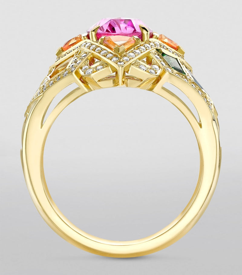 Boodles Barcelona ring with pink sapphire and diamonds, imported from the UK