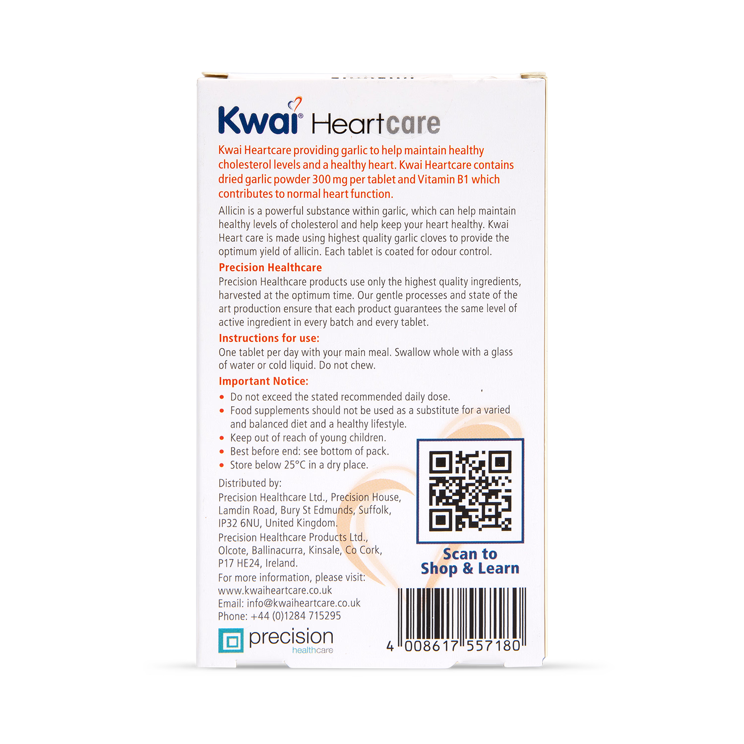 Kwai Heartcare garlic tablets 30 Tablets, imported from the UK