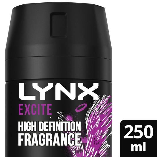 Lynx Excite Aerosol Bodyspray Deodorant 250ml deodorants & body sprays Sainsburys   