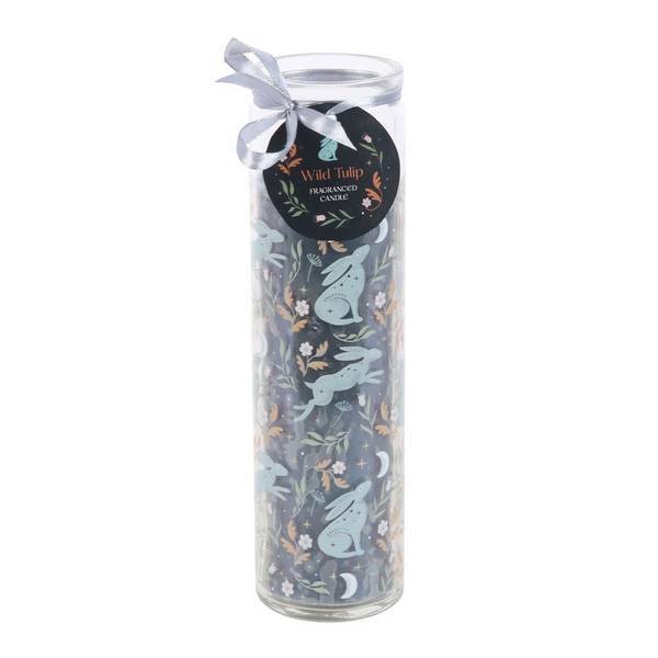 Something Different Midnight Hare Wild Tulips tube candle 21cm - British product
