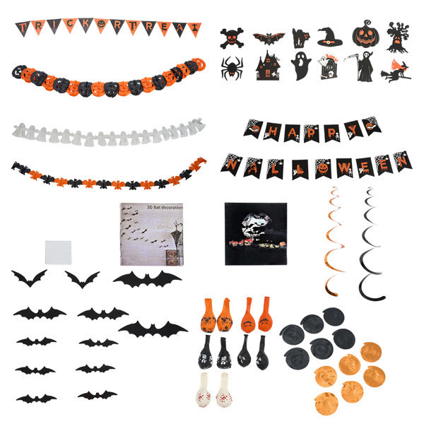 Livingandhome Halloween decoration kit with banners and bats - British product
