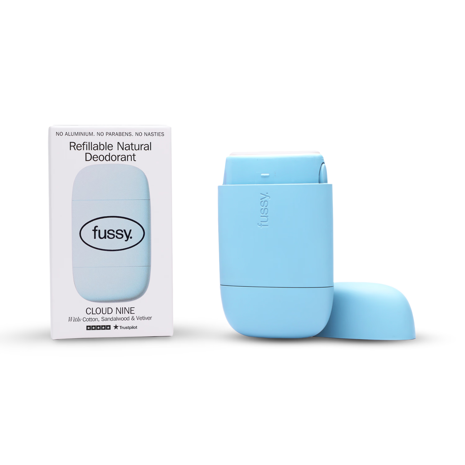 Fussy natural deodorant Cloud Nine starter pack 40g, imported from the UK