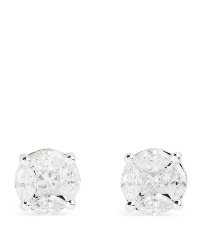Harrods Harrods White Gold and Diamond Stud Earrings (0.80ctw)- Buy online at McGrocer