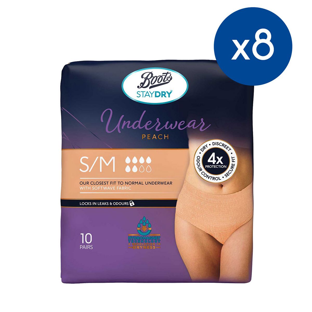 Boots Staydry Underwear Pants Small/Medium - 80 Pants (8 Pack Bundle) GOODS Boots   