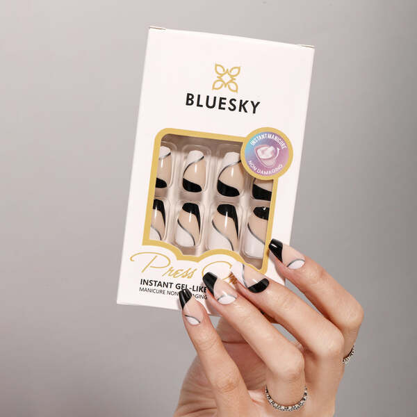 Press On Nails Coffin Monochrome 24 Tips - British product