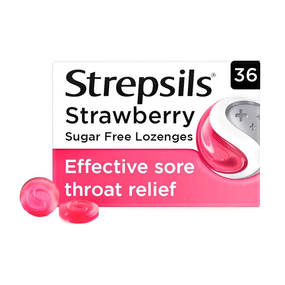 Strepsils Strawberry Sugar Free Sore Throat Lozenges 36s GOODS Boots   