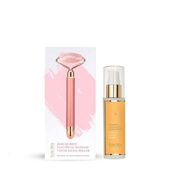 Eclat Skin London Rose Facial Massager + Vit C Serum 60ml