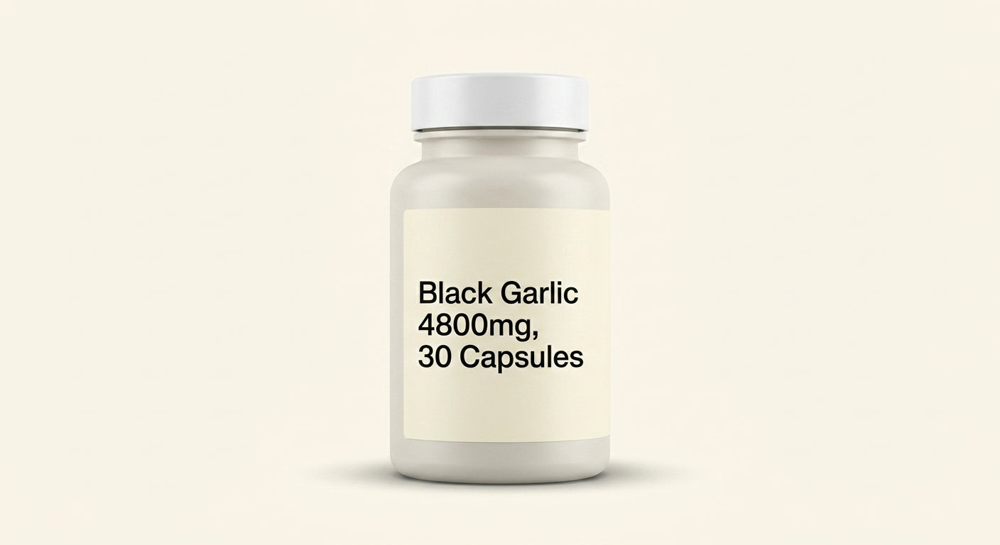 Holland & Barrett black garlic 4800mg 30 capsules, imported from the UK