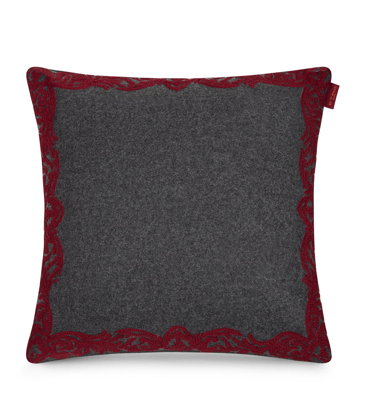 Etro wool-blend cushion with embroidered paisley trim, 45cm - British product