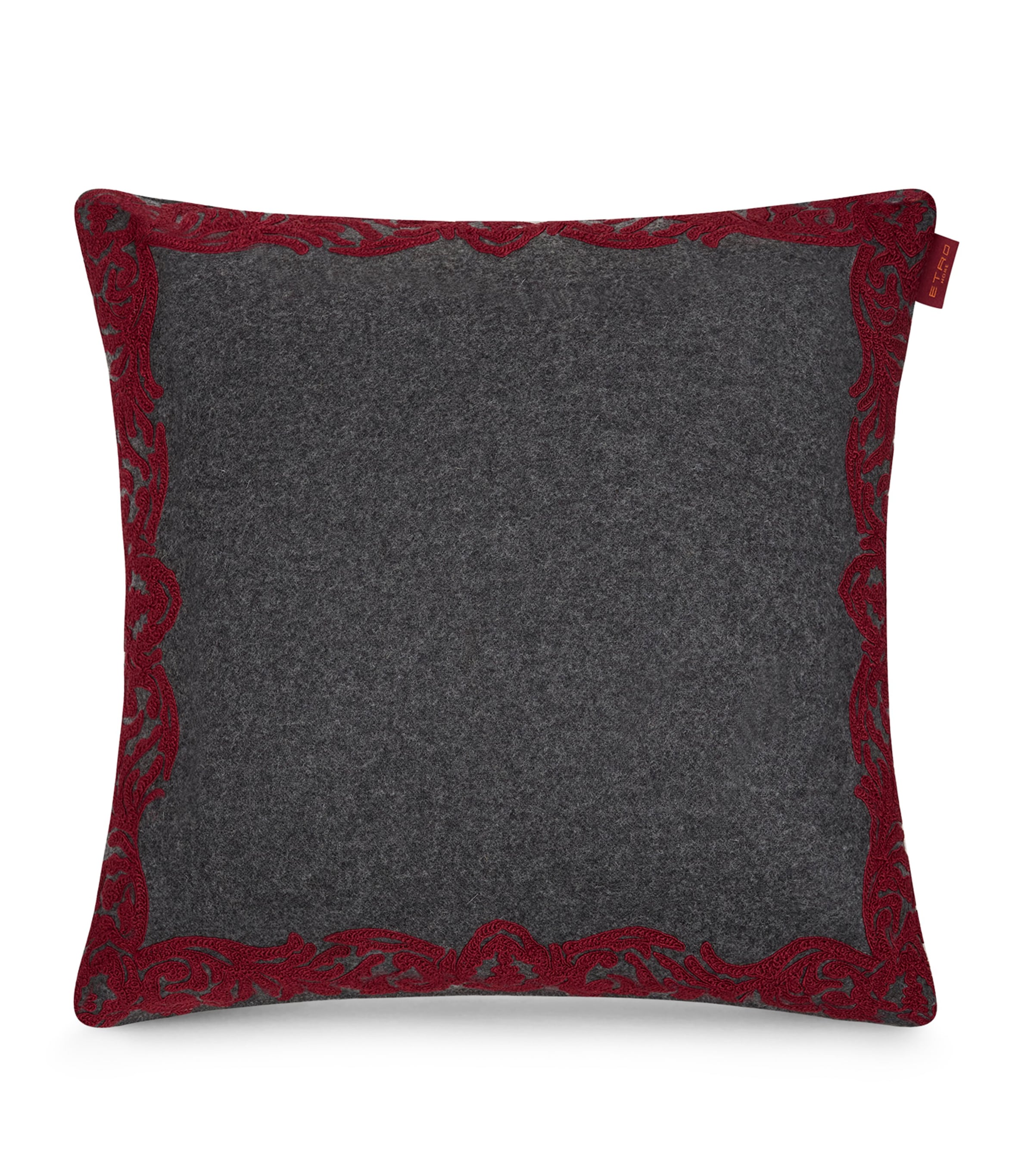 Etro wool-blend cushion with embroidered paisley trim, 45cm - British product