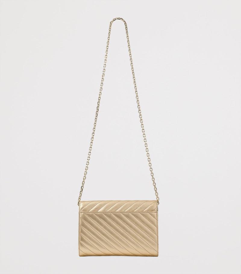 Jimmy Choo Curve clutch bag in metallic leather, imported from the UK