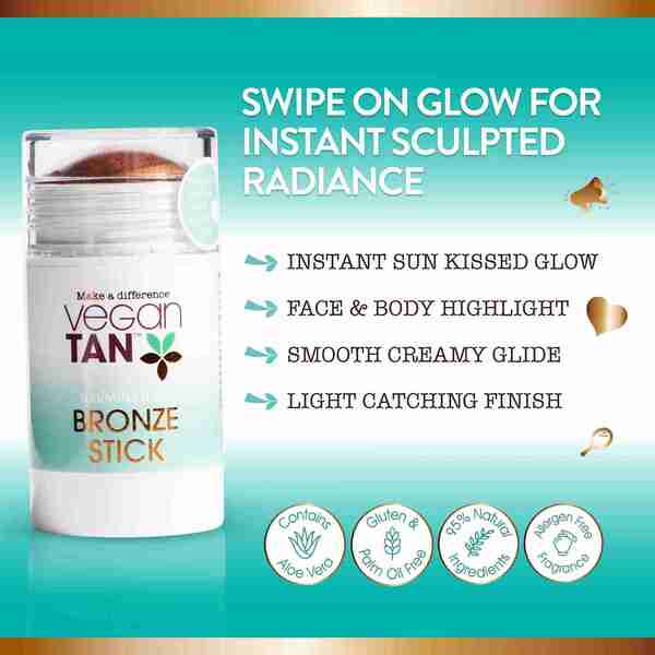 VeganTan bronzer stick for face and body 38g, imported from the UK