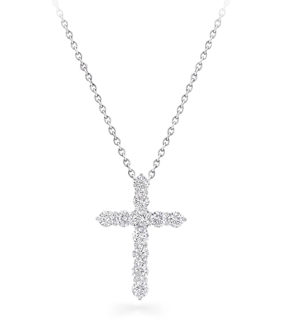 Graff diamond cross necklace in white gold 40cm, UK version