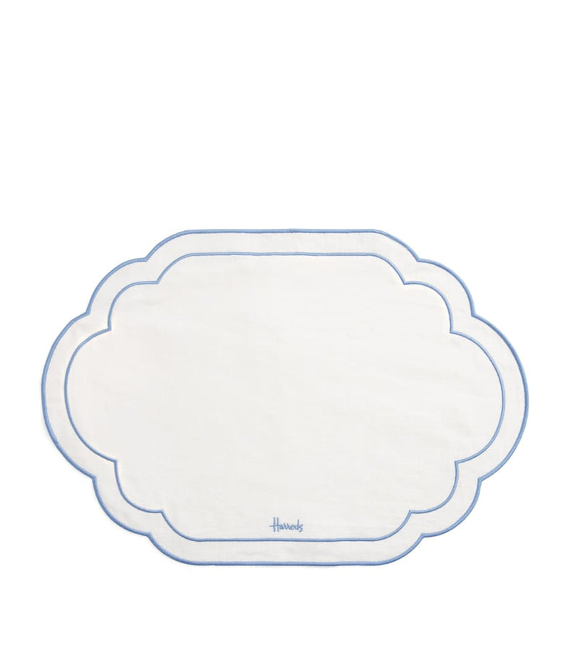 Harrods linen embroidered placemat in pastel pink, UK version