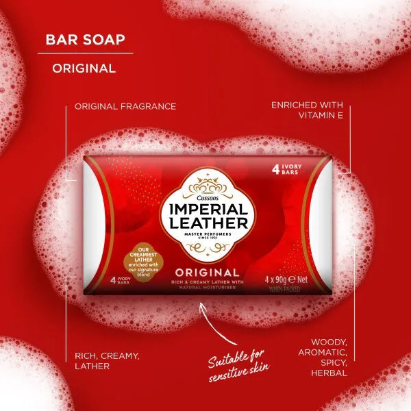 Imperial Leather original bar soap 90g x 4 imported from the UK