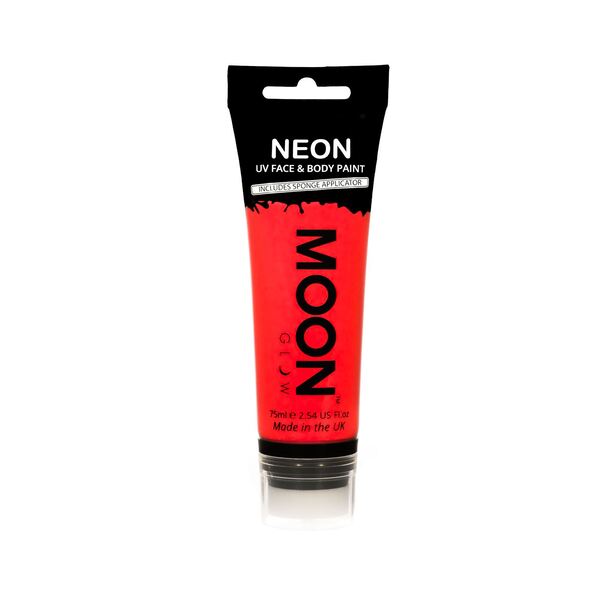 Moon Glow Neon UV Face Paint Red 75ml, imported from the UK