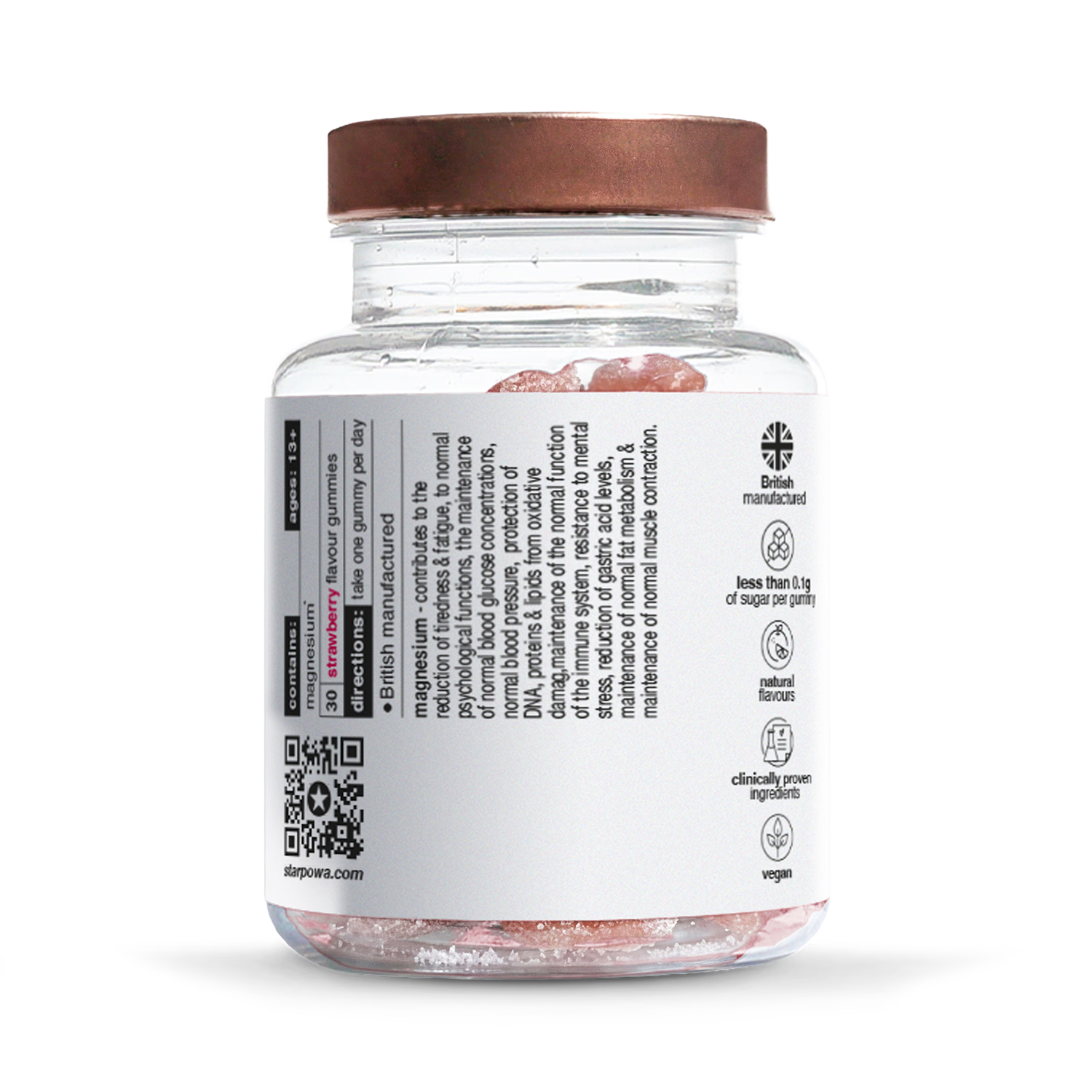Starpowa strawberry magnesium gummies 30-pack - British product