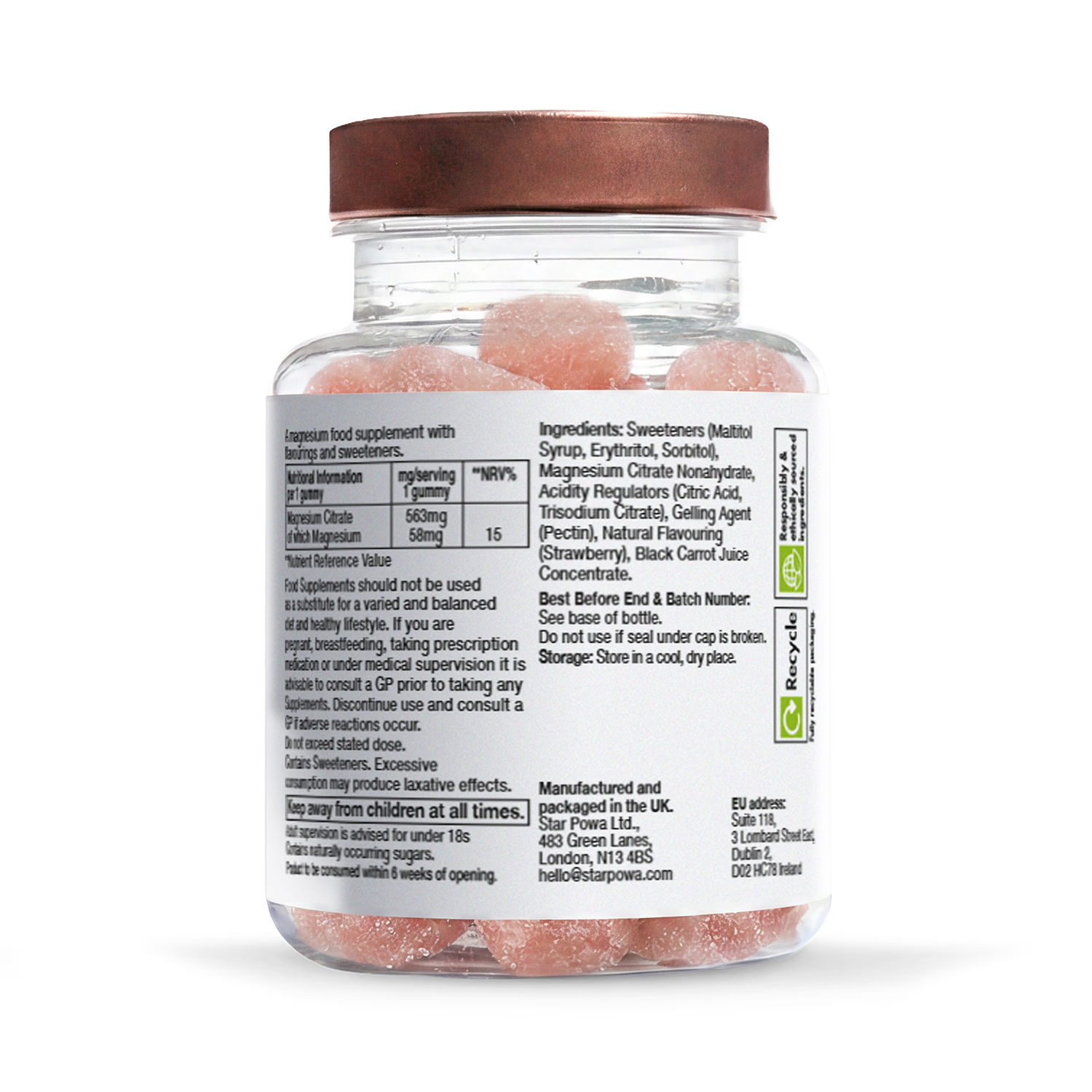 Starpowa strawberry magnesium gummies 30-pack - British product