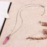 Myga pink agate pendant necklace 45cm, UK version