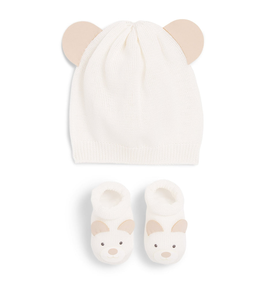 Story Loris baby socks and hat set with dog ear appliqués (British brand)
