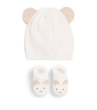Story Loris baby socks and hat set with dog ear appliqués (British brand)
