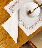 Embroidered Linen Napkin with Intricate Lacework, 45cm x 45cm