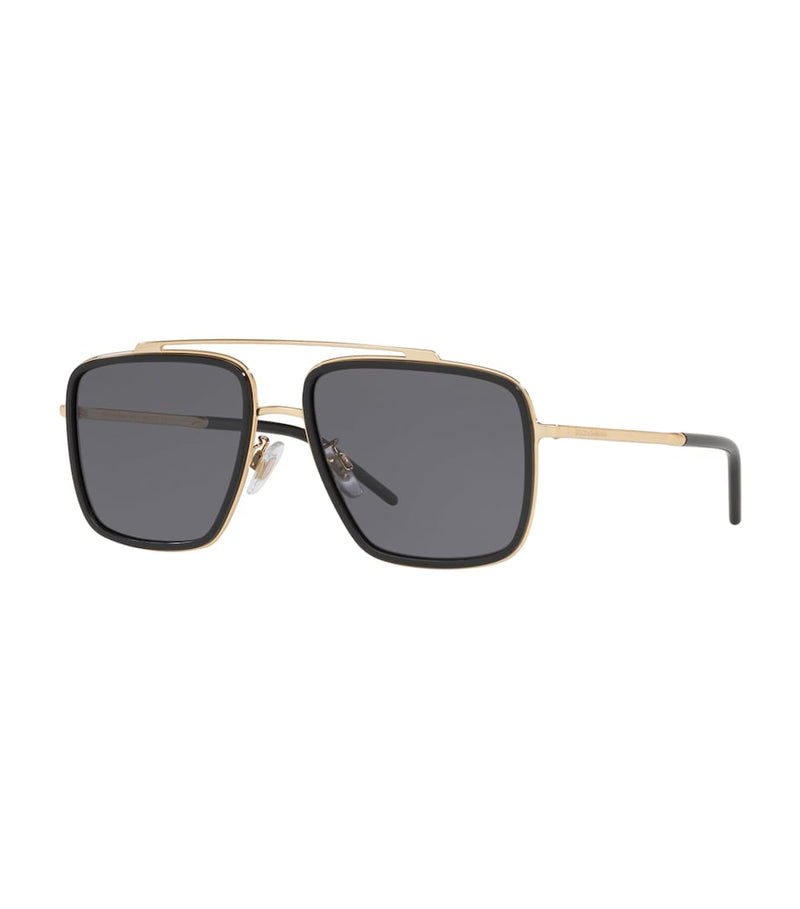 Dolce&Gabbana gold-tone metal square sunglasses made in Italy, UK version