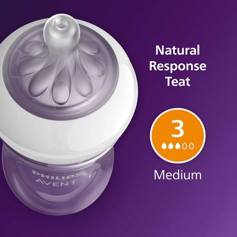 Philips Avent Natural Response baby bottles 3 pack 260ml, imported from the UK
