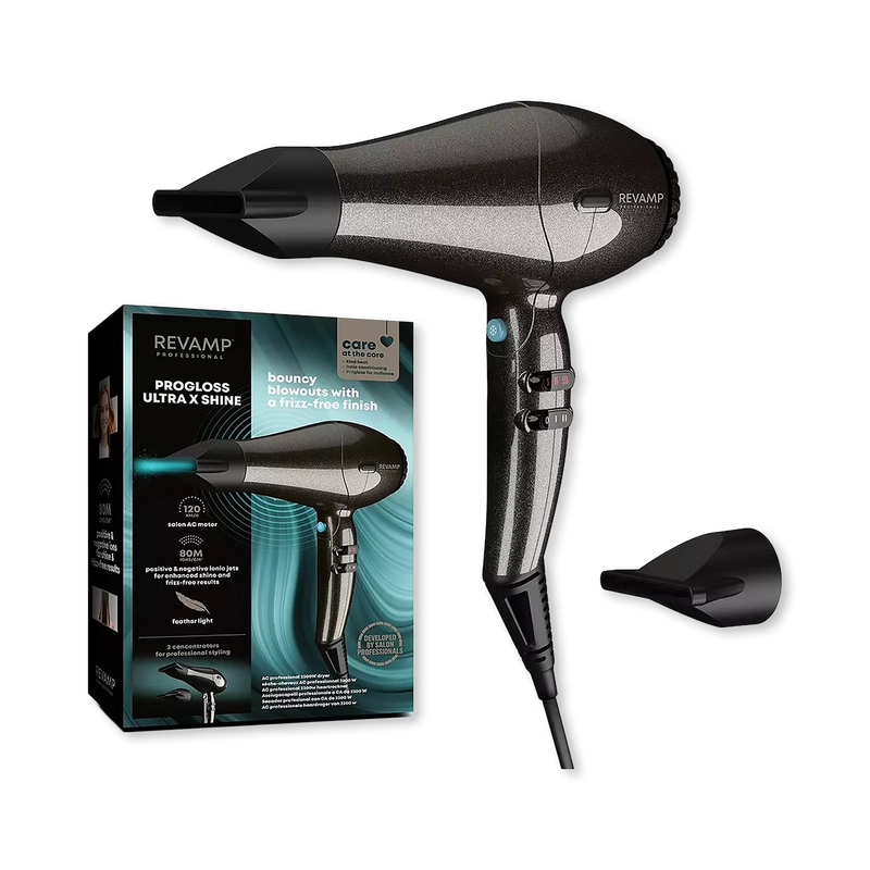 REVAMP Progloss Featherlite Ultra X Shine hair dryer black 2300W - British product