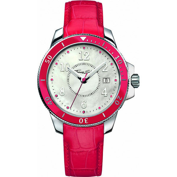 Thomas Sabo red watch with leather strap stainless steel case (British brand)