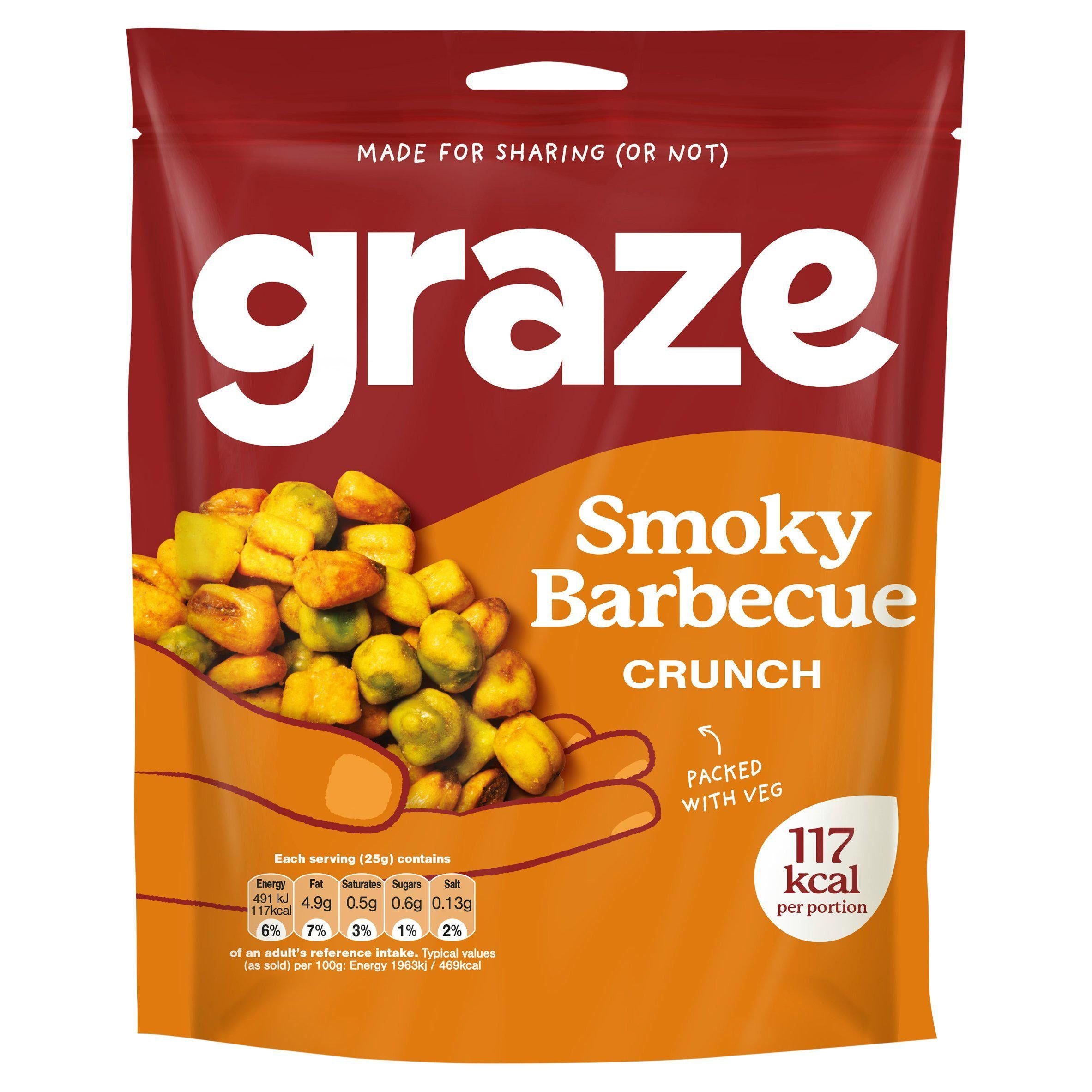 Graze Smokehouse BBQ Crunch Flavoured Peas 104g Lunchbox snacking Sainsburys   