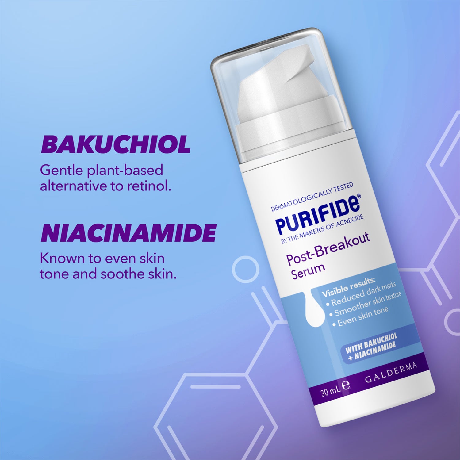 Purifide Post-Breakout Serum 30ml, imported from the UK