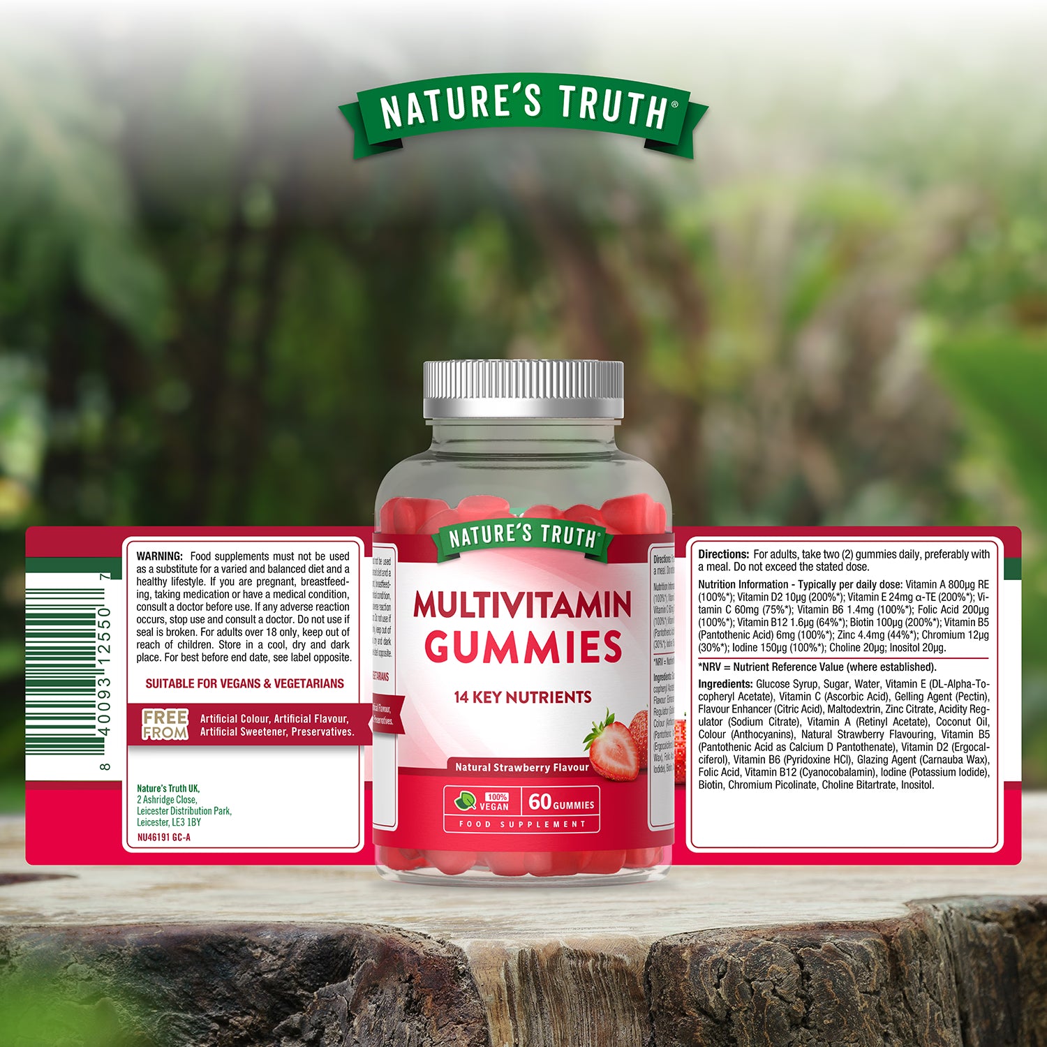 Nature's Truth multivitamin gummies strawberry flavour 60 gummies - British product