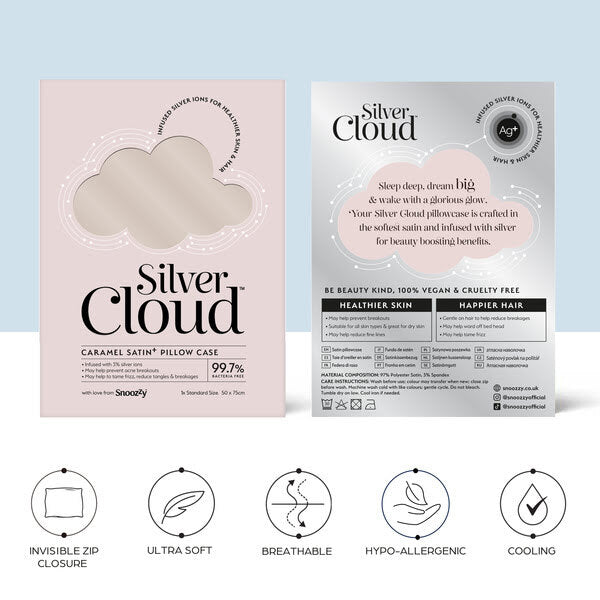 Silver Cloud satin pillowcase caramel twinpack 50x75cm (British brand)