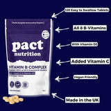 Pact Nutrition B Complex with D3 and C 120 tablets (British brand)