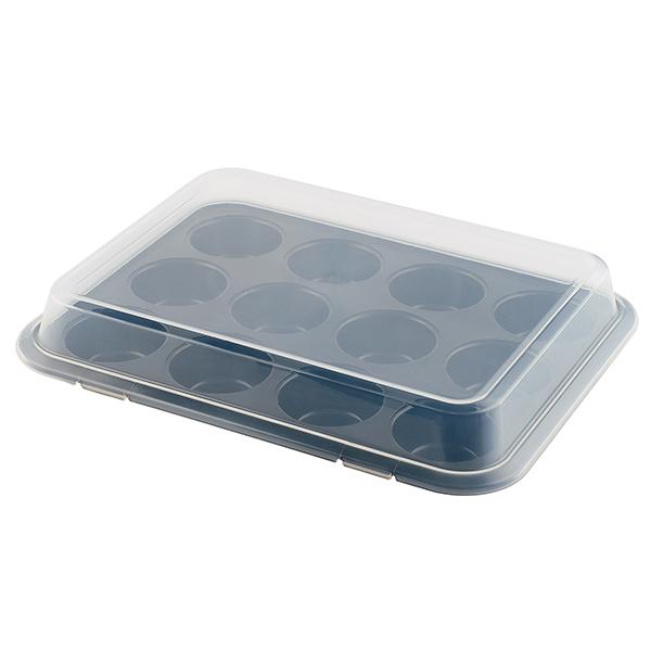 Habitat 12 Cup Muffin Tray With Plastic Cover bakeware Sainsburys   