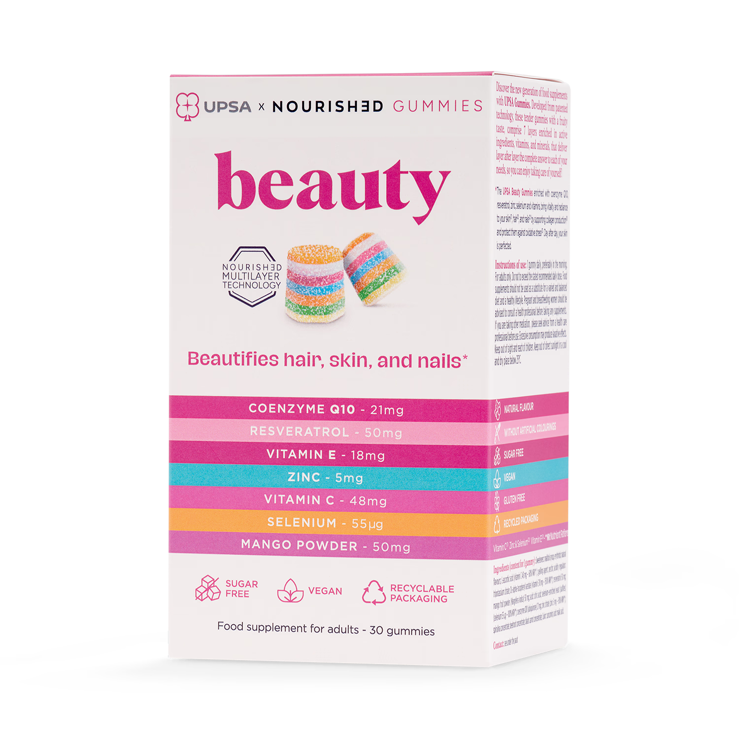 UPSA Nourished 7-in-1 beauty gummies 30 count (British brand)
