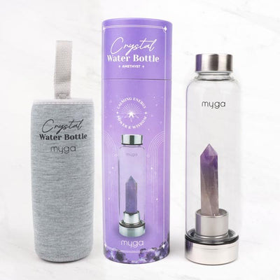 Superdrug Myga Amethyst Crystal Glass Water Bottle- Buy online at McGrocer